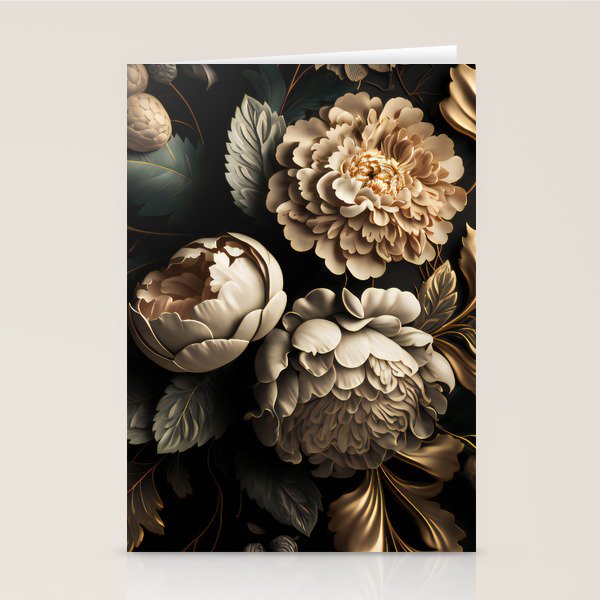 Victorian Cameo and Dark Floral Print Stationery Card Gallery Image 2