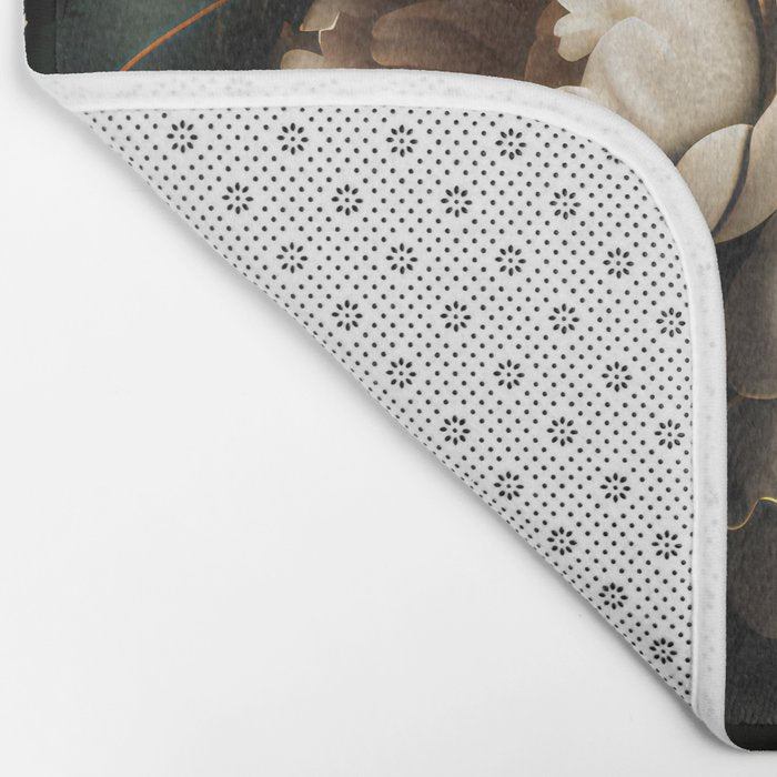 Victorian Cameo and Dark Floral Print Bath Mat Gallery Image 2