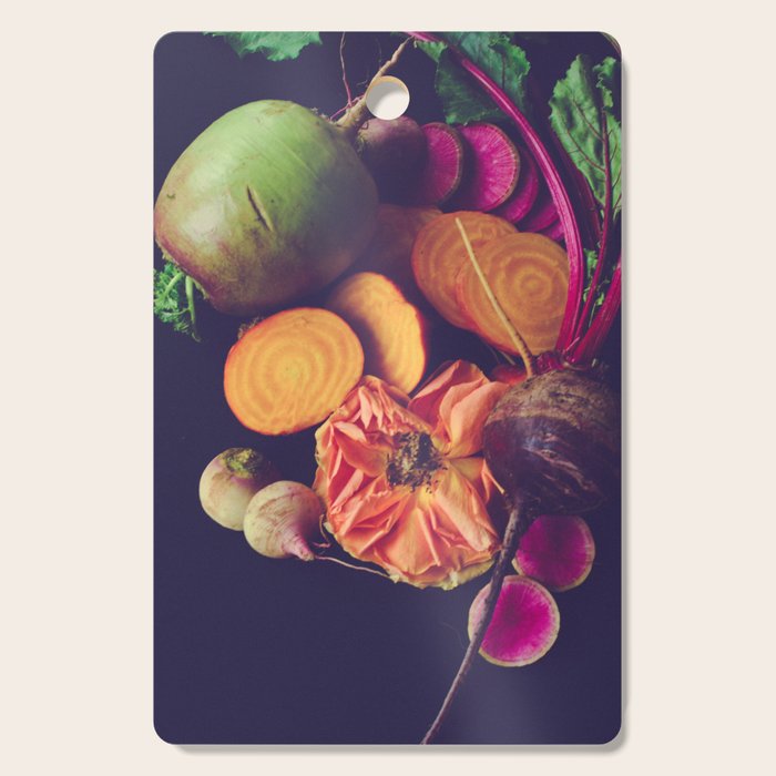 Moody Modern Botanical Floral and Vegetables Cutting Board Gallery Image 1
