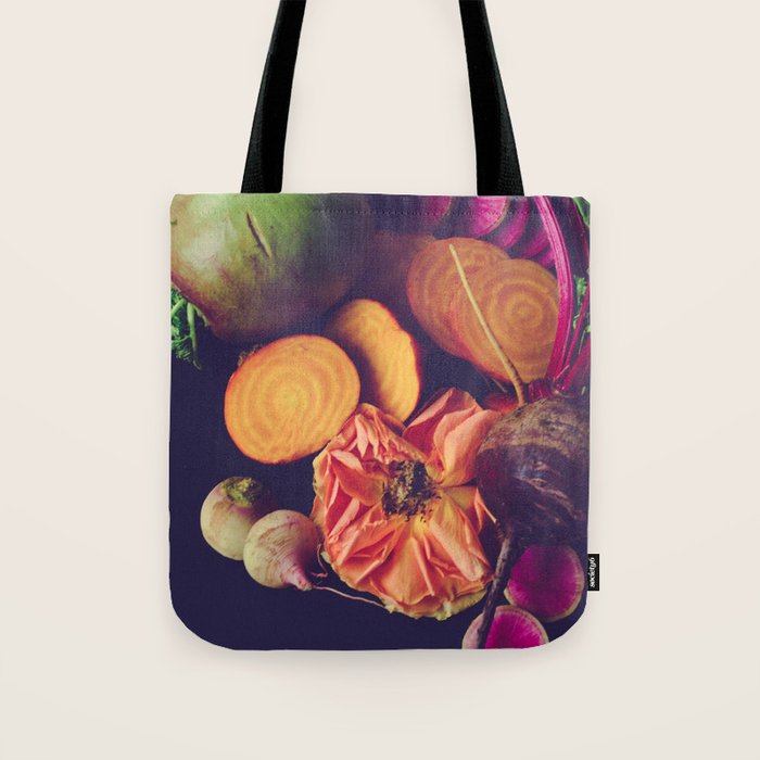 Moody Modern Botanical Floral and Vegetables Tote Bag Gallery Image 1