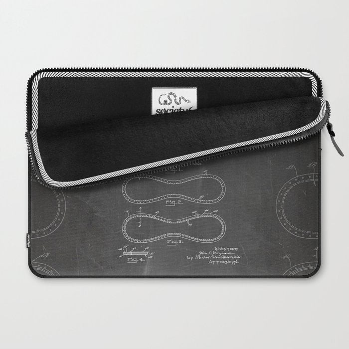 Baseball Patent - Softball Art - Black Chalkboard Laptop Sleeve Gallery Image 2