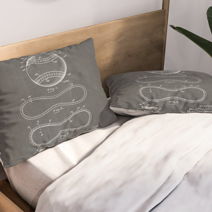 Baseball Patent - Softball Art - Black Chalkboard Pillow Sham Gallery Image 2