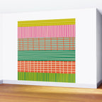 Finnish Patchwork Stripe Pattern Orange Green Pink Chartreuse Wall Mural Gallery Image 2