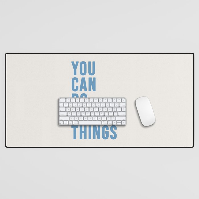You Can Do Hard Things Cream & Blue Desk Mat Gallery Image 1