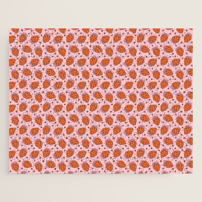 Flower Strawberry Print Jigsaw Puzzle Gallery Image 1