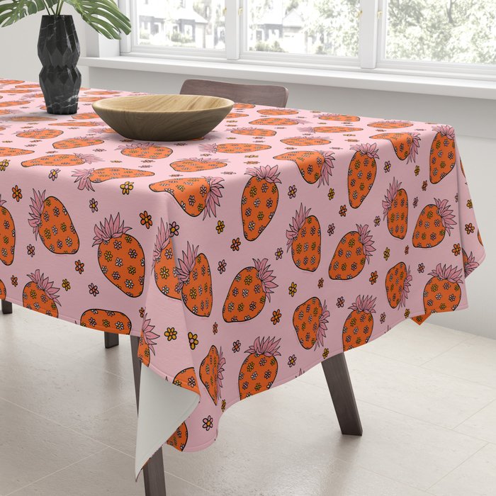 Flower Strawberry Print Tablecloth Gallery Image 3