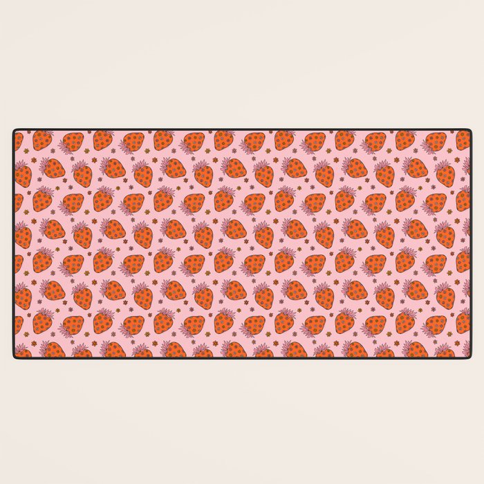 Flower Strawberry Print Desk Mat Gallery Image 3