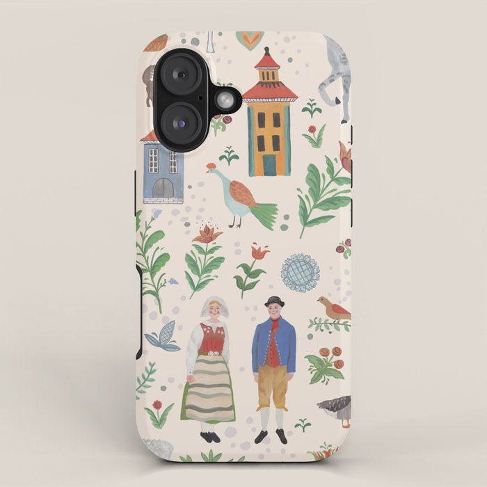 Swedish Folk Art iPhone Case Gallery Image 1