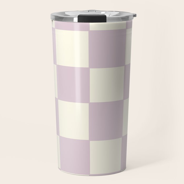Lilac Check Pattern Travel Mug Gallery Image 1