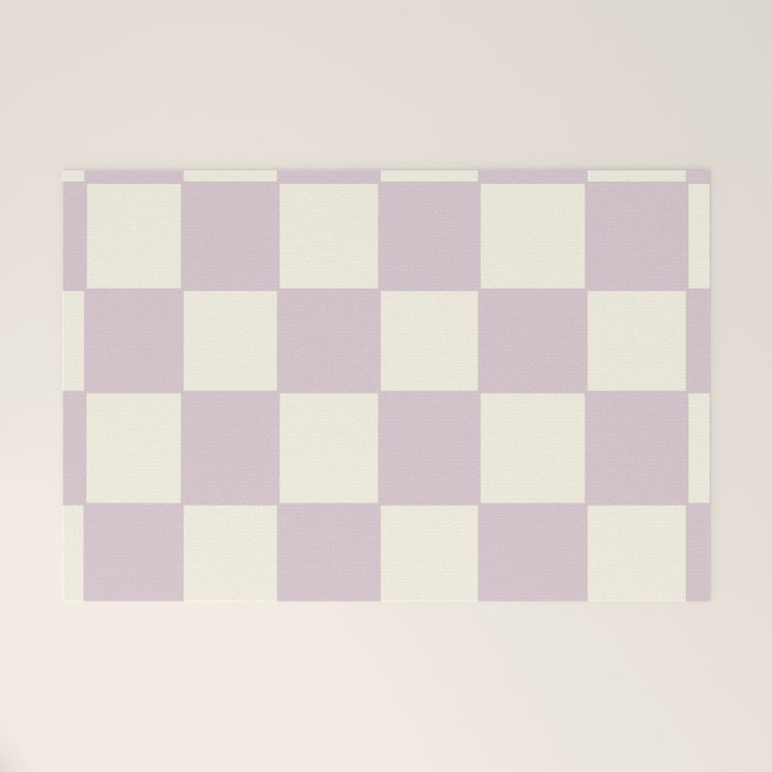 Lilac Check Pattern Welcome Mat Gallery Image 1