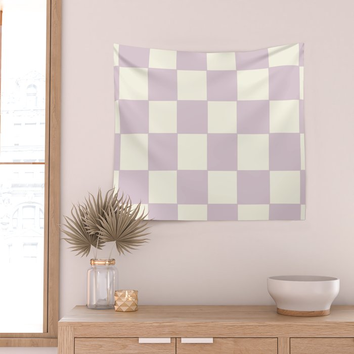 Lilac Check Pattern Wall Tapestry Gallery Image 2