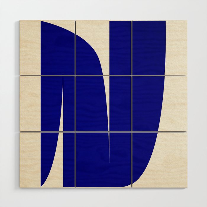 simple abstract shape-03 blue Wood Wall Art Gallery Image 1