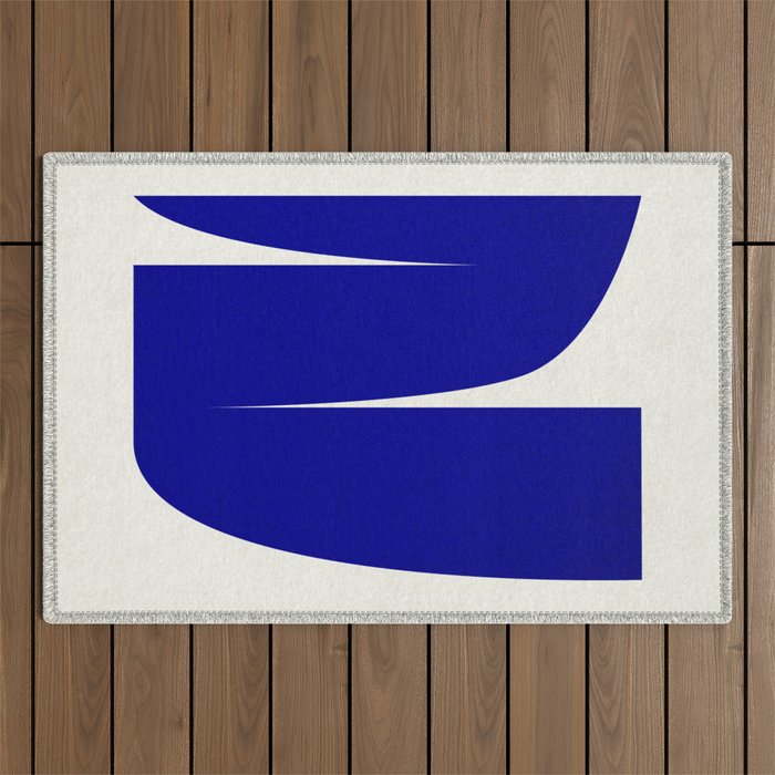 simple abstract shape-03 blue Outdoor Rug Gallery Image 1