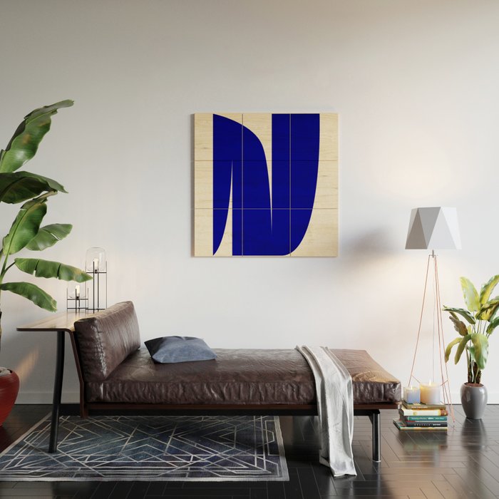 simple abstract shape-03 blue Wood Wall Art Gallery Image 2