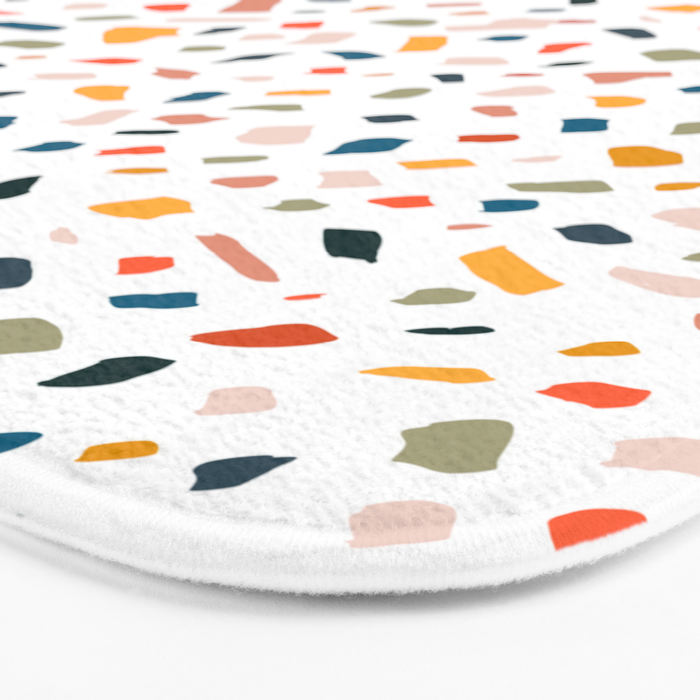 Terrazzo, Abstract Quirky Shapes Bohemian Modern Pattern Confetti Celebration Random Colorful Shapes Bath Mat Gallery Image 3