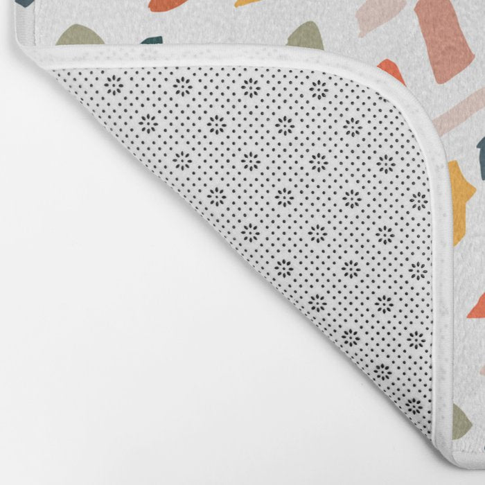 Terrazzo, Abstract Quirky Shapes Bohemian Modern Pattern Confetti Celebration Random Colorful Shapes Bath Mat Gallery Image 2