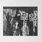 We Want Beer, Prohibition, Black and White, Old Photo, Beer Protest, Funny, Vintage Beer Art Throw Blanket Gallery Image 2