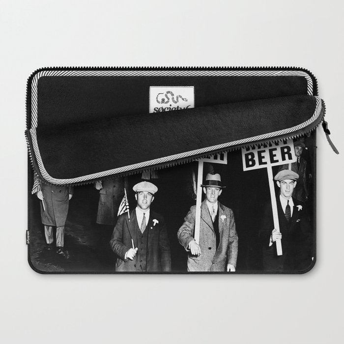 We Want Beer, Prohibition, Black and White, Old Photo, Beer Protest, Funny, Vintage Beer Art Laptop Sleeve Gallery Image 2
