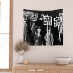 We Want Beer, Prohibition, Black and White, Old Photo, Beer Protest, Funny, Vintage Beer Art Wall Tapestry Gallery Image 2