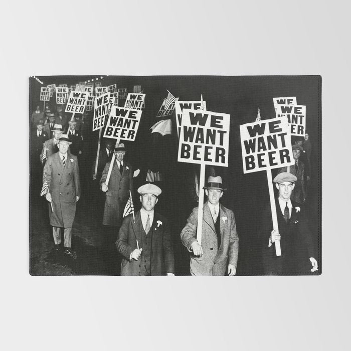 We Want Beer, Prohibition, Black and White, Old Photo, Beer Protest, Funny, Vintage Beer Art Rug Gallery Image 2