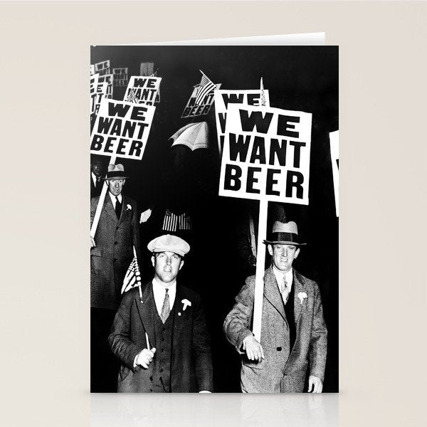 We Want Beer, Prohibition, Black and White, Old Photo, Beer Protest, Funny, Vintage Beer Art Stationery Card Gallery Image 2