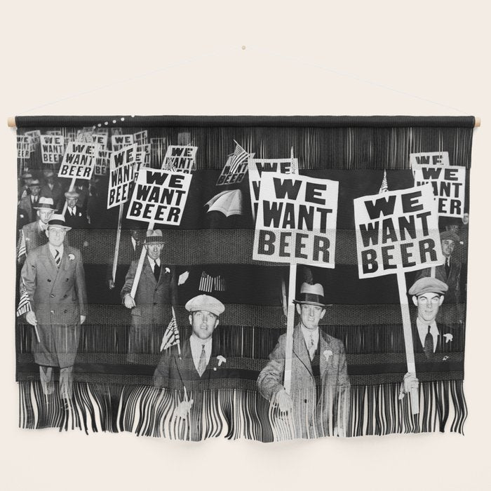 We Want Beer, Prohibition, Black and White, Old Photo, Beer Protest, Funny, Vintage Beer Art Wall Hanging Gallery Image 1