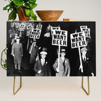 We Want Beer, Prohibition, Black and White, Old Photo, Beer Protest, Funny, Vintage Beer Art Credenza Gallery Image 1