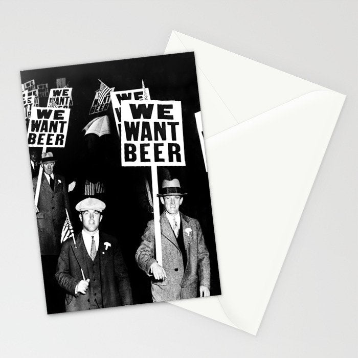 We Want Beer, Prohibition, Black and White, Old Photo, Beer Protest, Funny, Vintage Beer Art Stationery Card Gallery Image 2