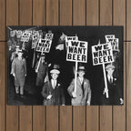 We Want Beer, Prohibition, Black and White, Old Photo, Beer Protest, Funny, Vintage Beer Art Outdoor Rug Gallery Image 1