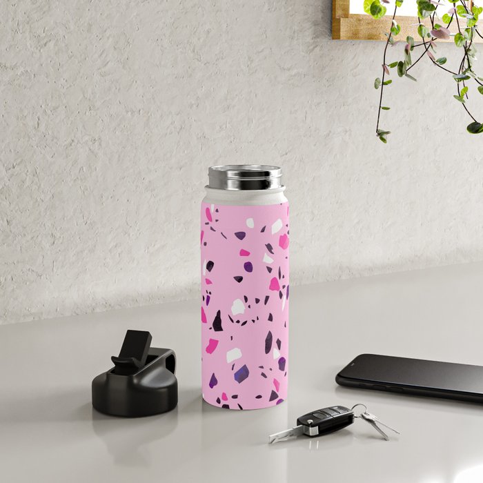 Pink Shadows Terrazzo Water Bottle Gallery Image 4