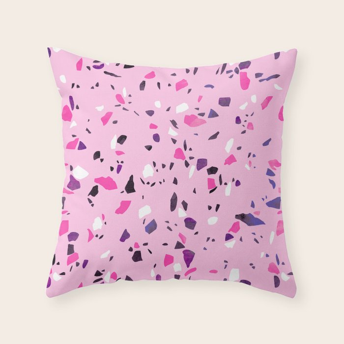 Pink Shadows Terrazzo Throw Pillow Gallery Image 1