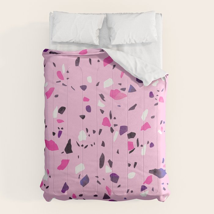 Pink Shadows Terrazzo Comforter Gallery Image 1