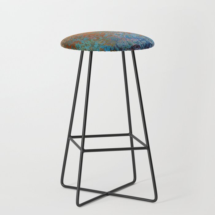Vintage Rust, Terracotta and Blue Stool Gallery Image 1