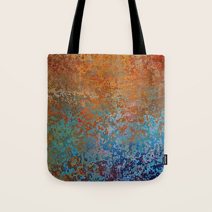 Vintage Rust, Terracotta and Blue Tote Bag Gallery Image 1