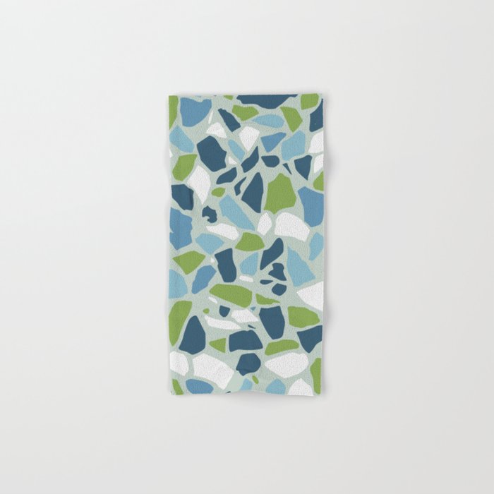 Terrazzo Mosaic Pattern, Teal Blue, Green, White Towels Gallery Image 1