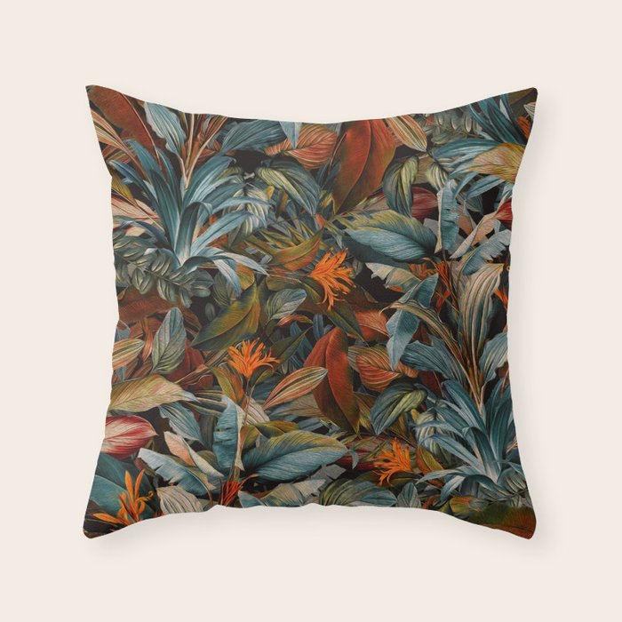 Tropical Night Garden Multicolor Throw Pillow Gallery Image 1