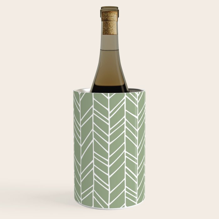 Rustic Herringbone in Sage Green Wine Chiller Gallery Image 3