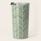 Rustic Herringbone in Sage Green Travel Mug Gallery Image 3