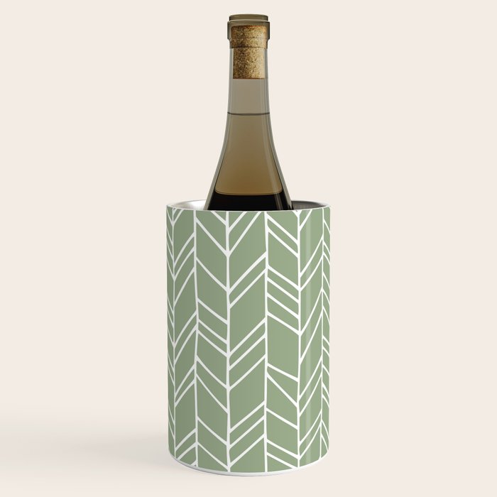Rustic Herringbone in Sage Green Wine Chiller Gallery Image 1