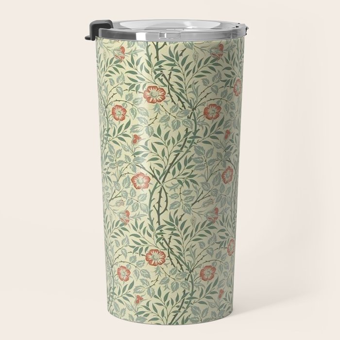 William Morris Sweet Briar Green Coral Travel Mug Gallery Image 3