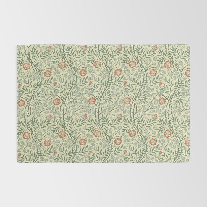 William Morris Sweet Briar Green Coral Rug Gallery Image 2