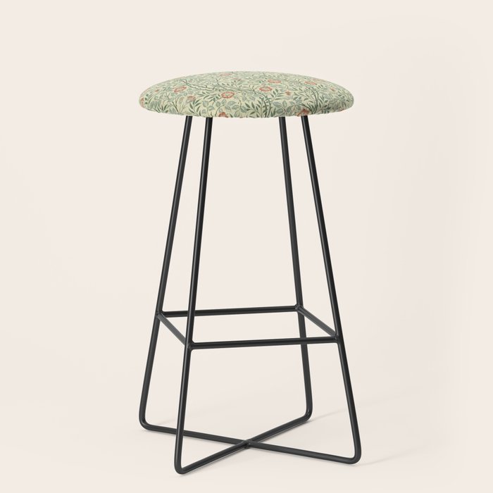 William Morris Sweet Briar Green Coral Stool Gallery Image 1