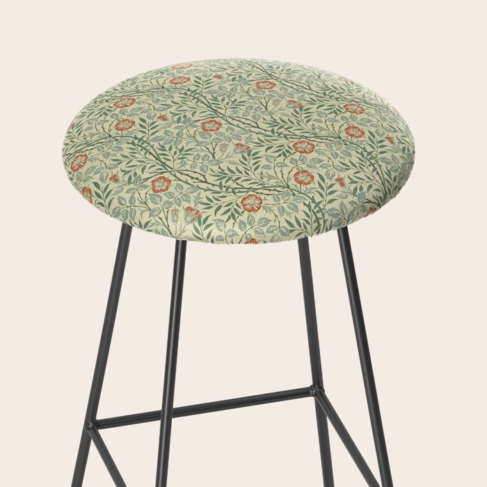William Morris Sweet Briar Green Coral Stool Gallery Image 2