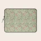 William Morris Sweet Briar Green Coral Laptop Sleeve Gallery Image 1