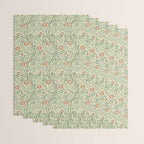 William Morris Sweet Briar Green Coral Wrapping Paper Gallery Image 3