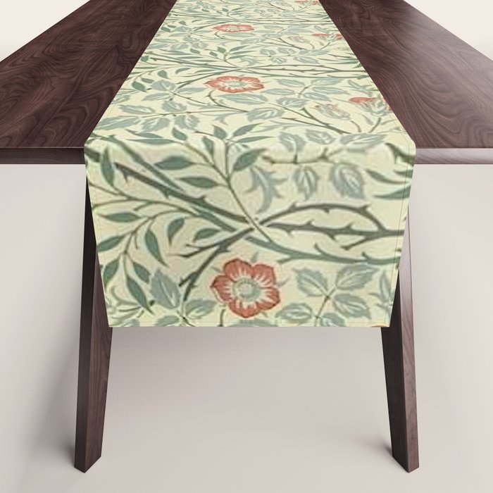 William Morris Sweet Briar Green Coral Table Runner Gallery Image 1