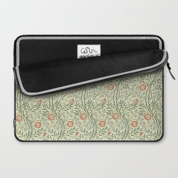 William Morris Sweet Briar Green Coral Laptop Sleeve Gallery Image 2