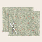 William Morris Sweet Briar Green Coral Placemat Gallery Image 1