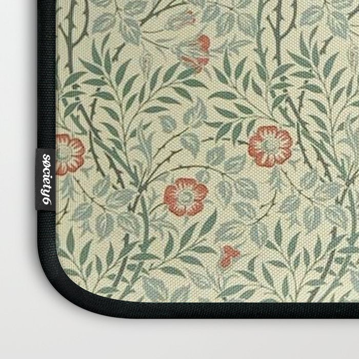 William Morris Sweet Briar Green Coral Laptop Sleeve Gallery Image 3