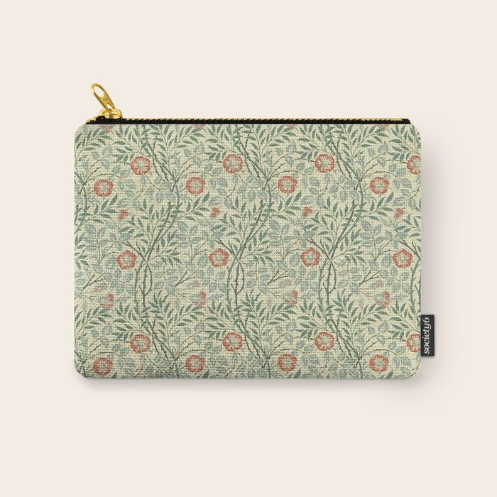 William Morris Sweet Briar Green Coral Carry All Pouch Gallery Image 1